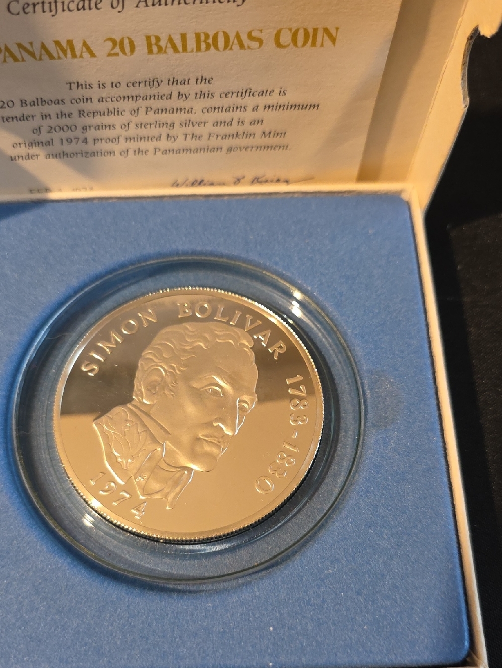 Sterling Silver Commemorative Coin in Blue Display Case